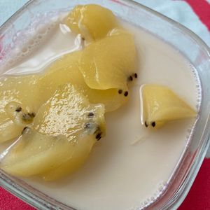 チャモハムの作ってみた!投稿(レンチンしてまぜるだけ！アーモンドミルクの杏仁豆腐＊)