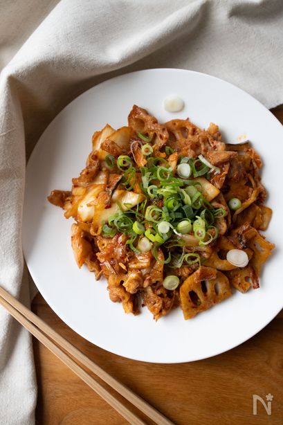 『れんこん豚キムチ』＃簡単＃やみつき＃おつまみ