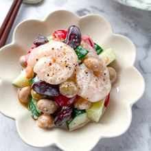 ごま油薫る〜♪『エビとお豆のマヨサラダ』