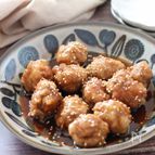 節約レシピ！お肉柔らか♡豚こまボールの照り焼きソース
