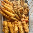 色々串カツ【鶏肉玉ねぎ・えび・椎茸・オクラ・蓮根・トマト】