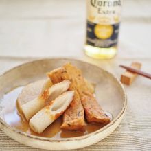ちくわと薄切り大根のフライパン煮