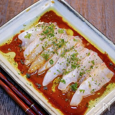 オリーブオイルとレモン汁が合う「鯛の和風カルパッチョ」