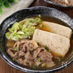 鍋にどんどん入れるだけ！牛肉と白菜豆腐のすき焼き風さっと煮