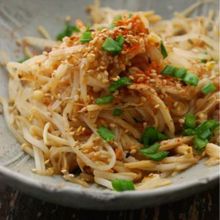もやしとえのきのにんにく酢みそ炒め
