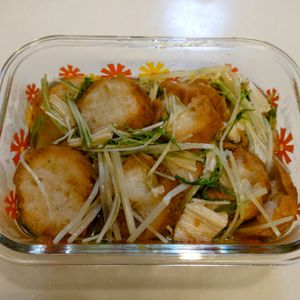 にゃんこさん🐱の作ってみた!投稿(シャキシャキ！！水菜と油麩のさっと煮)