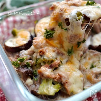 レンジで時短☆なすとツナのチーズ焼き【低糖質✨】