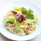 白菜とツナの白だしペペロンチーノ