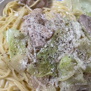 951315mayumiの作ってみた!投稿(【チキンとキャベツのクリームスープパスタ】スープ感覚でぺろり)