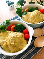 ヘルシー・超絶品♡カレー豆乳クリーム煮込みおからバーグ