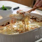 焼き白菜とスモークサーモンのグラタン