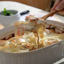 焼き白菜とスモークサーモンのグラタン