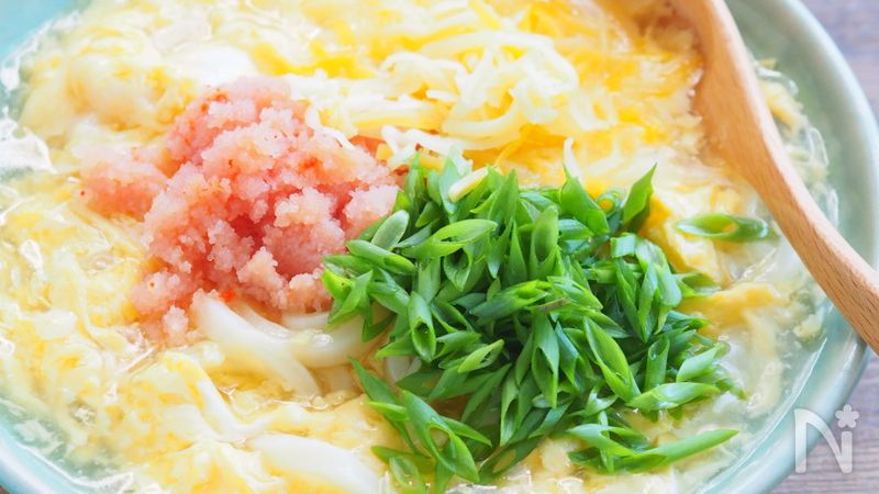 白だし チーズで旨み倍増 とろとろチーズのかき玉明太うどん レシピサイトnadia