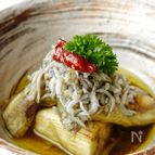 魚焼きグリルで簡単！ふわとろグリル焼き茄子のしらすオイル