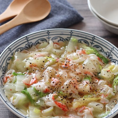 【白菜とカニカマのふわとろ煮】優しい味で身体も温まる!