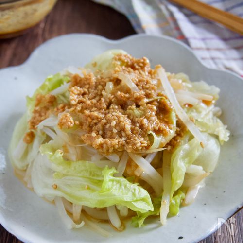 5分であと1品【もやしとレタスの中華風温サラダ】