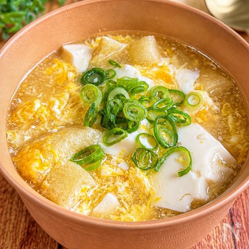 【豆腐と油揚げのふわ玉スープ】ふわとろ〜♡お子様ウケも◎