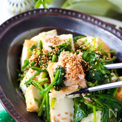 主菜になるほうれん草【厚揚げとほうれん草のうま塩ナムル】