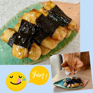 のりのり🐾🎀🤍の作ってみた!投稿(おせちの食材消費メニュー♩切り餅の甘辛磯焼き)