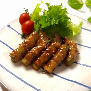 とのちゃまの作ってみた!投稿(甘辛だれがやみつき！オクラの肉巻き)