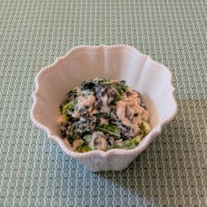 𝔂𝓾𝓶𝓲🍓の作ってみた!投稿(味見が止まりません‥！ほうれん草のツナの海苔マヨ和え)