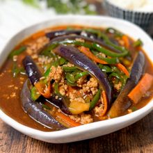 ご飯が進む【我が家の汁だく麻婆茄子ピー】