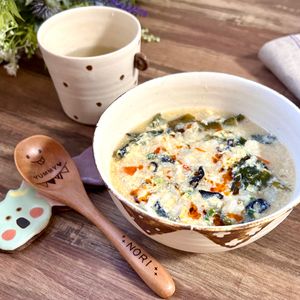 のりのり🐾🎀🤍の作ってみた!投稿(【わかめと卵のクッパ】簡単/すぐ出来ランチ/こどもにも◎)
