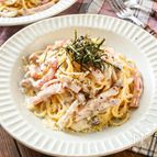 【ワンパン！きのことベーコンのレモンクリームパスタ】絶品！