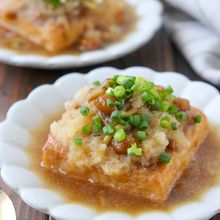 もっちり&とろ~り♪焼き厚揚げのなめこみぞれ煮