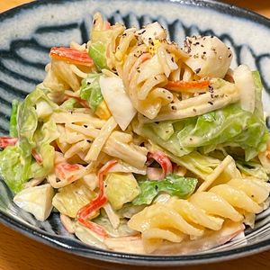 michuの作ってみた!投稿(かに玉とキャベツのマカロニサラダ【#包丁不要】)