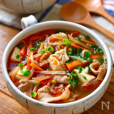 【5分煮るだけ♪】お豆腐たっぷり酸辣湯スープ☆野菜たっぷり