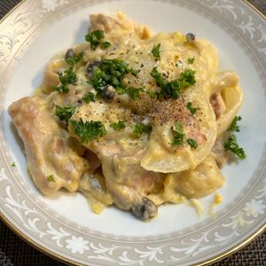 みーの作ってみた!投稿(【カルボナーラチキン】夫も絶賛！絶品クリーム煮アレンジ♬)