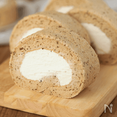 100均型で作る♪紅茶シフォンロールケーキ