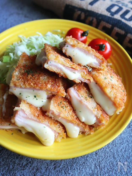うまっ♡【とろ〜りチーズの揚げないハムカツ】衣サックサク！