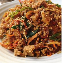 【豚ひき肉のチャプチェ】野菜たっぷり！