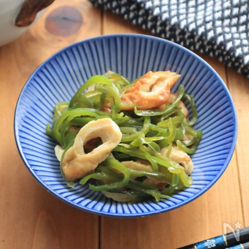 レンジで一発！ピーマンとちくわの甘辛炒め風