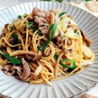 牛肉としめじの和風パスタ☆味付けは「だしプレッソ」におまかせ
