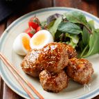 豚こまボールの甘酢ごまだれ焼き【#お弁当#ポリ袋#包丁不要】