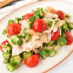 レンジでしっとり！【オクラのネバネバ冷しゃぶ風梅サラダ】
