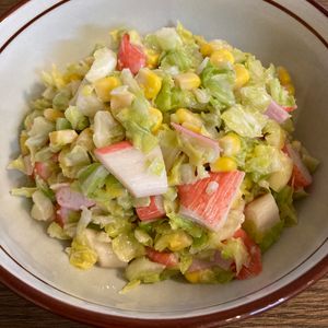 くだもの大好き🧡の作ってみた!投稿(カニカマ入りのコールスローサラダを極めたよ🤭✨)