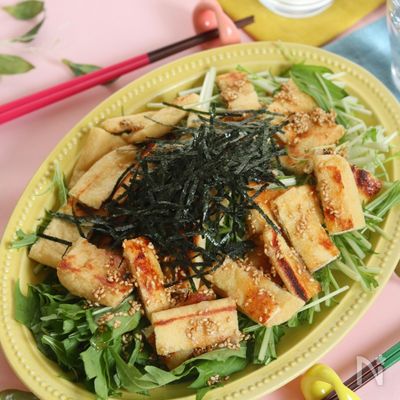 【水菜とお揚げのチョレギサラダ】簡単極うまドレ!