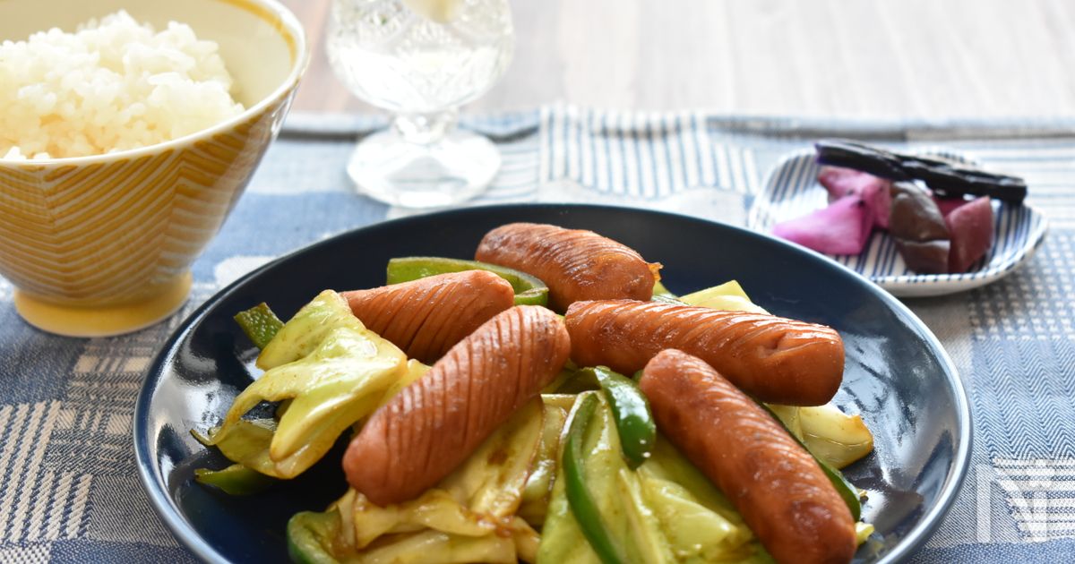 お弁当にぴったり！キャベツとウィンナーのカレー炒め♪