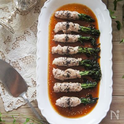 豆苗の三枚薄切り豚肉巻き★焼き肉風味