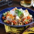 シャケフレークで薬味豆腐丼