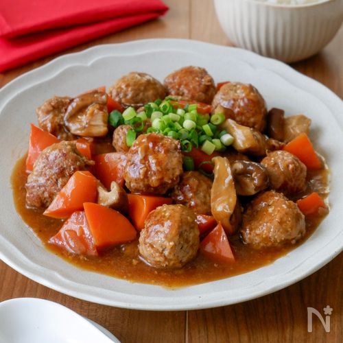 【白米泥棒】揚げずに簡単！肉だんごの酢豚風♪ひき肉で大満足！