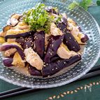 なすトロトロ旨〜♡レンチンなすと鶏ささみのさっぱり中華和え