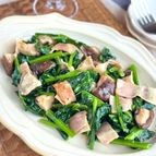しいたけとベーコンのほうれん草ソテー【旨みたっぷり】