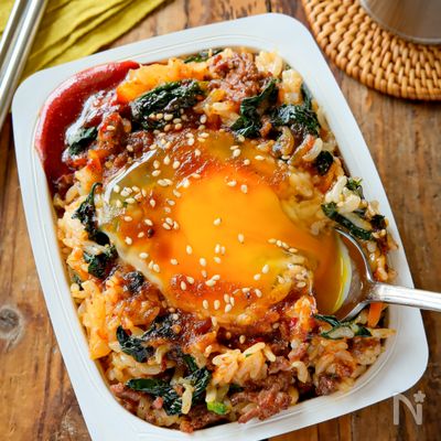 【ビビンバ風 キムチーごはん】レンジだけでガツンと旨い!!