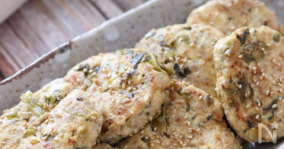 ソースいらずのふわふわバーグ♡高菜入り豆腐ミニバーグ