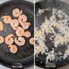 海老のトマトクリームパスタ│ワンパンで完成♪生クリーム不使用の工程2